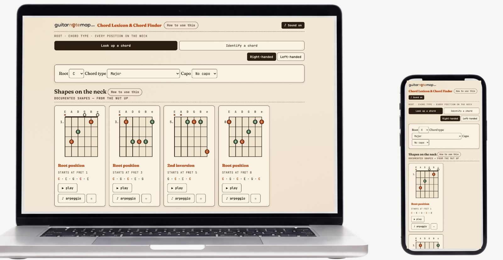 Chord Lexicon & Chord Finder — Screenshots of the actual tool 1