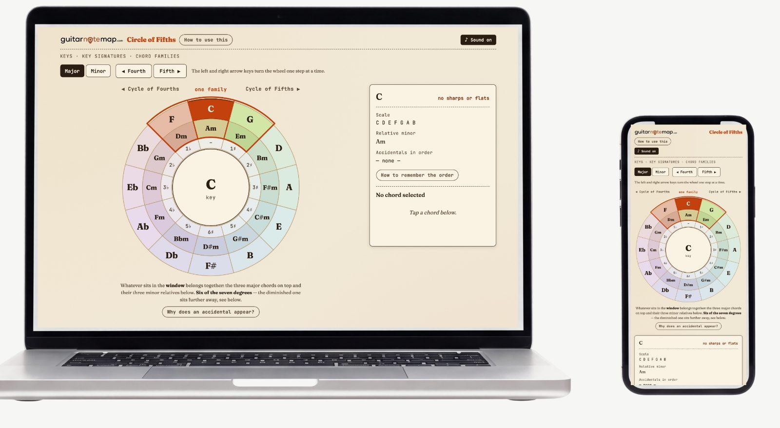 Circle of Fifths — Screenshots of the actual tool 1