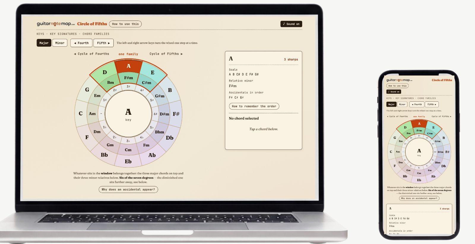 Circle of Fifths — Screenshots of the actual tool 2