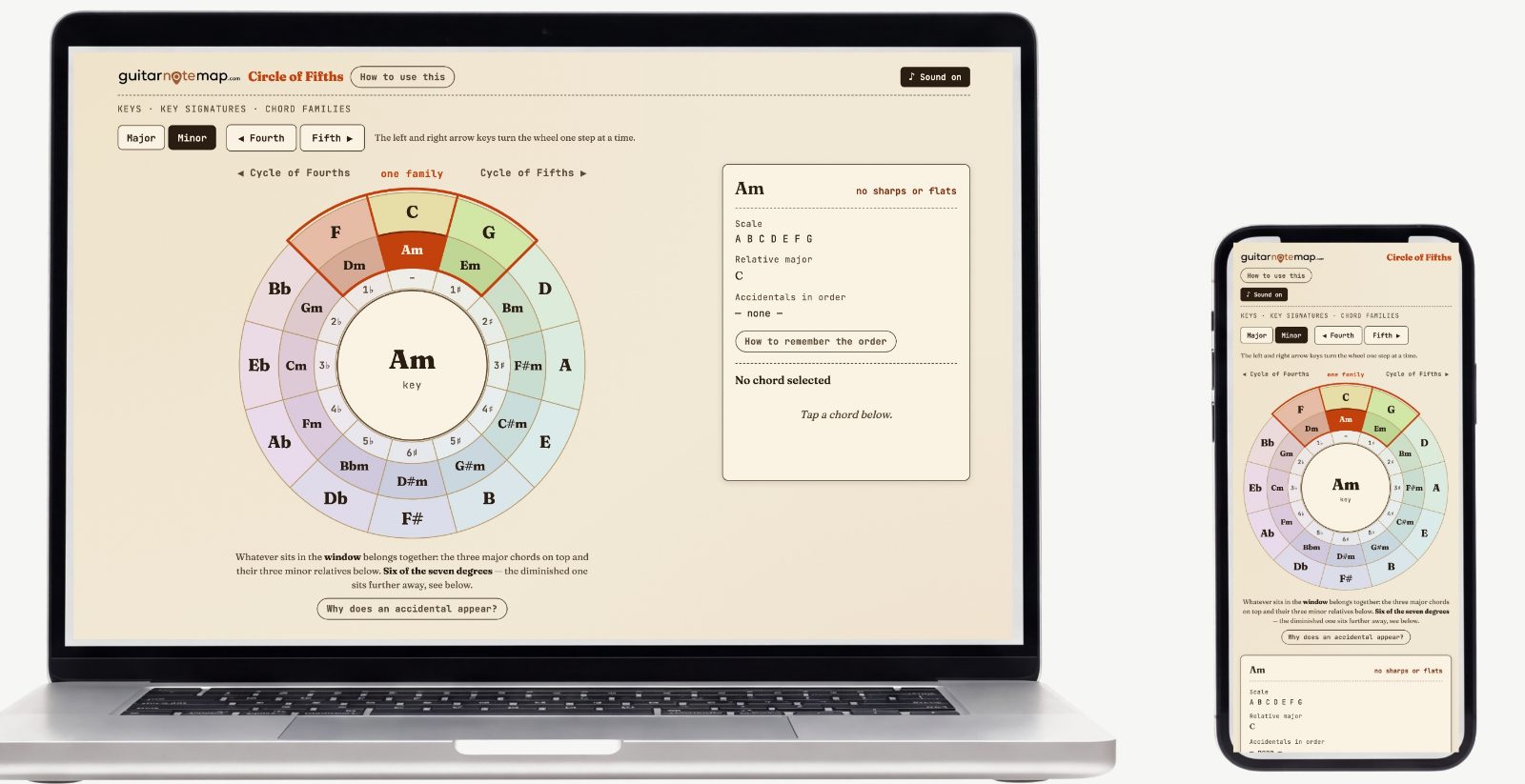 Circle of Fifths — Screenshots of the actual tool 5