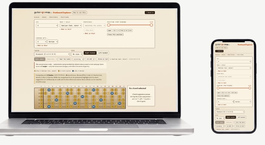 Fretboard Explorer — Screenshots of the actual tool