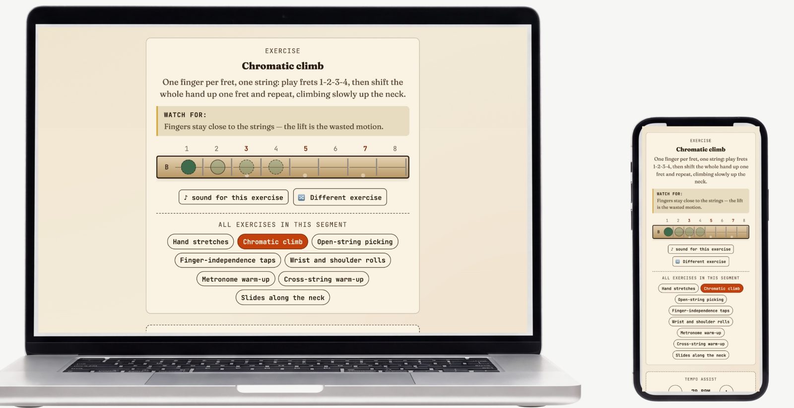Practice Coach — Screenshots of the actual tool 2