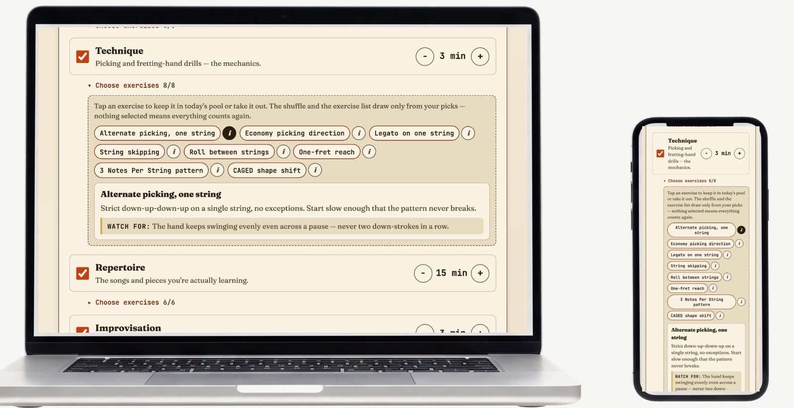 Practice Coach — Screenshots of the actual tool 3