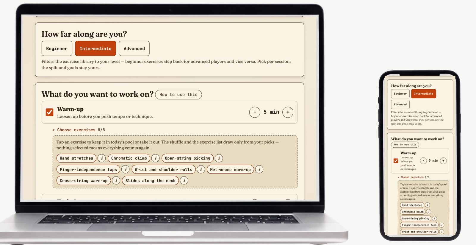Practice Coach — Screenshots of the actual tool 4