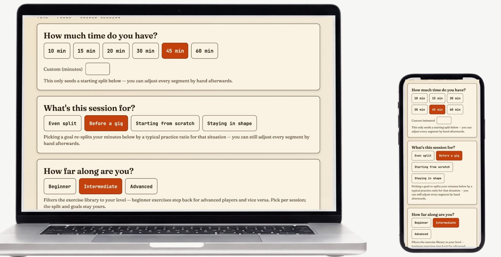 Practice Coach — Screenshots of the actual tool 6