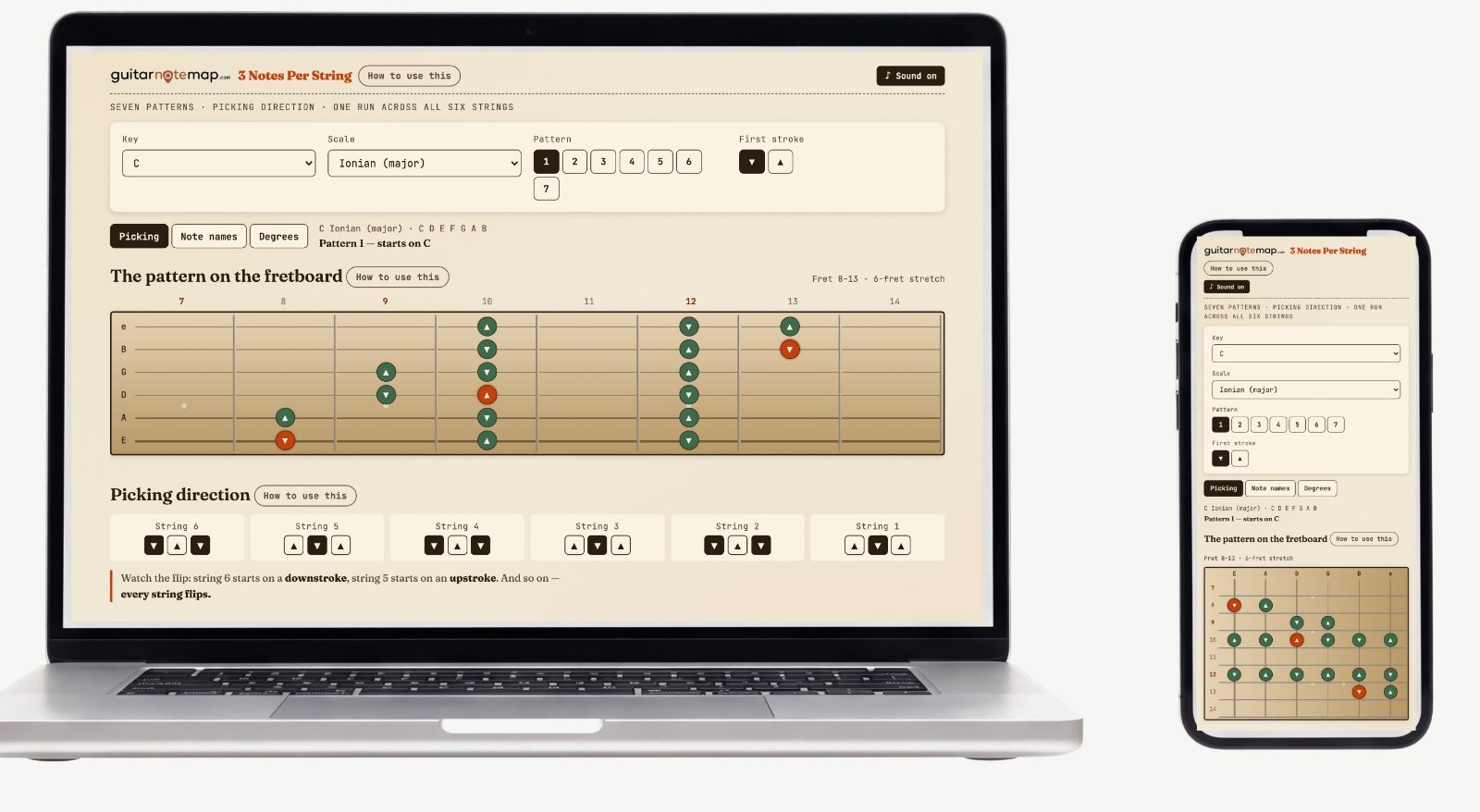 3 Notes Per String — Screenshots of the actual tool 1