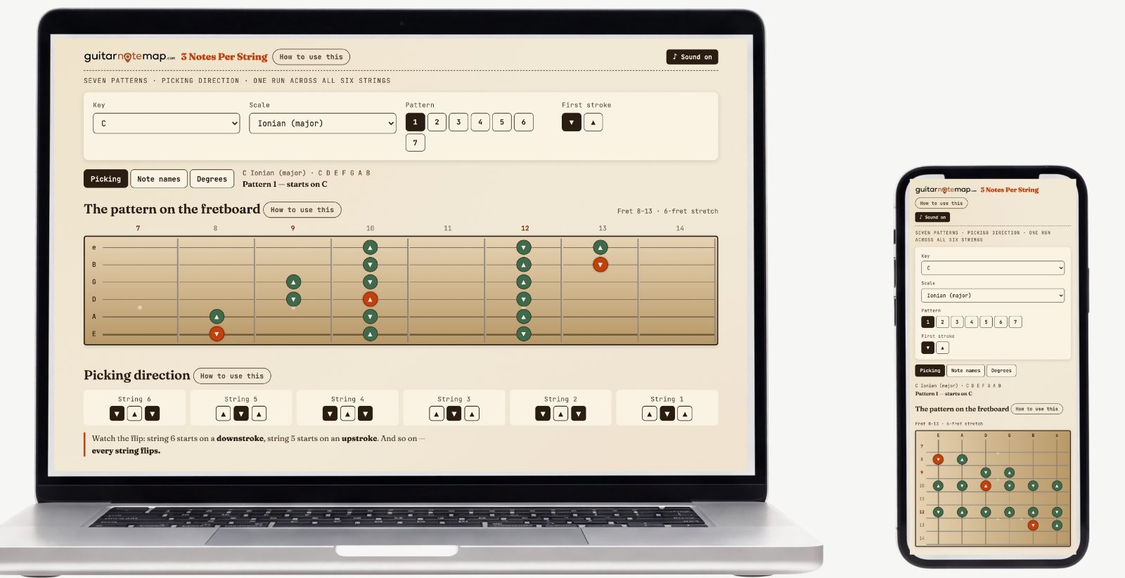 3 Notes Per String — Screenshots of the actual tool 2
