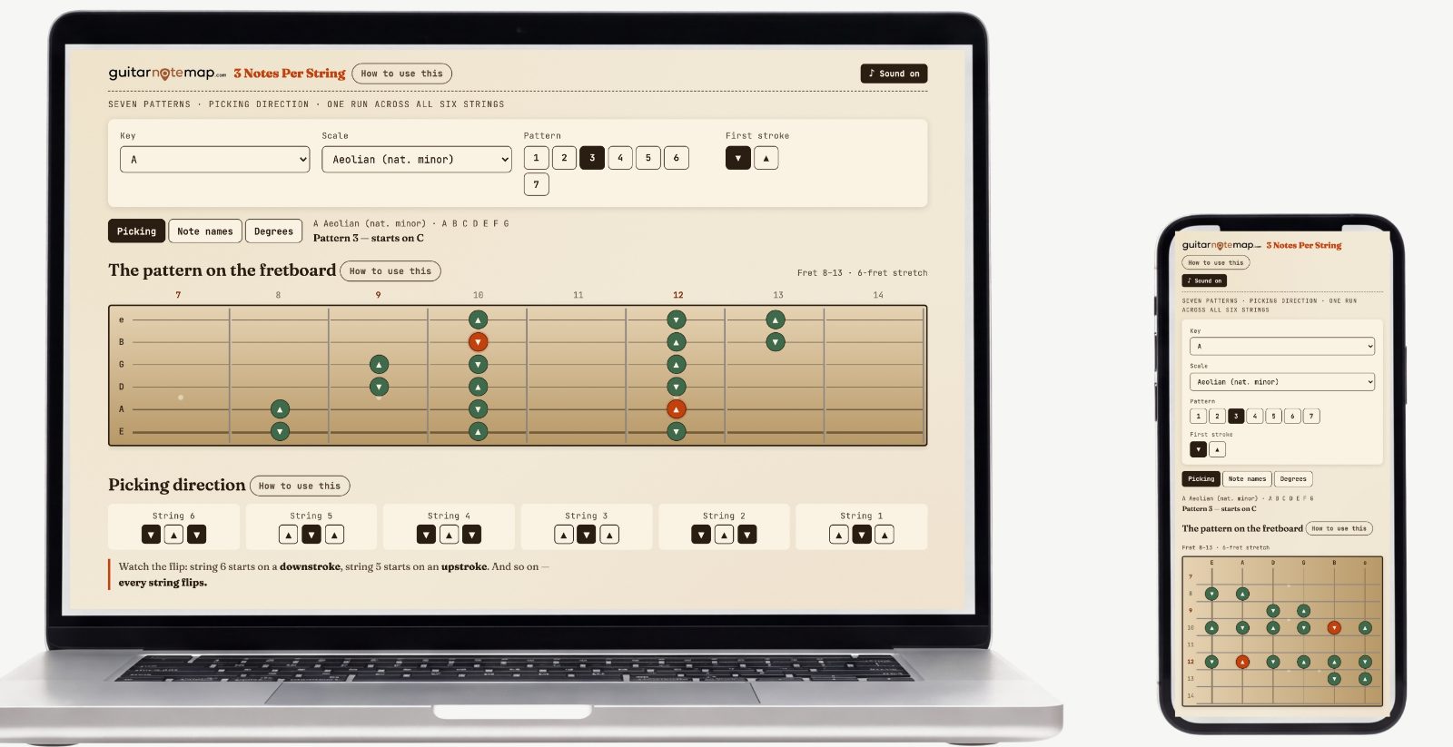 3 Notes Per String — Screenshots of the actual tool 3