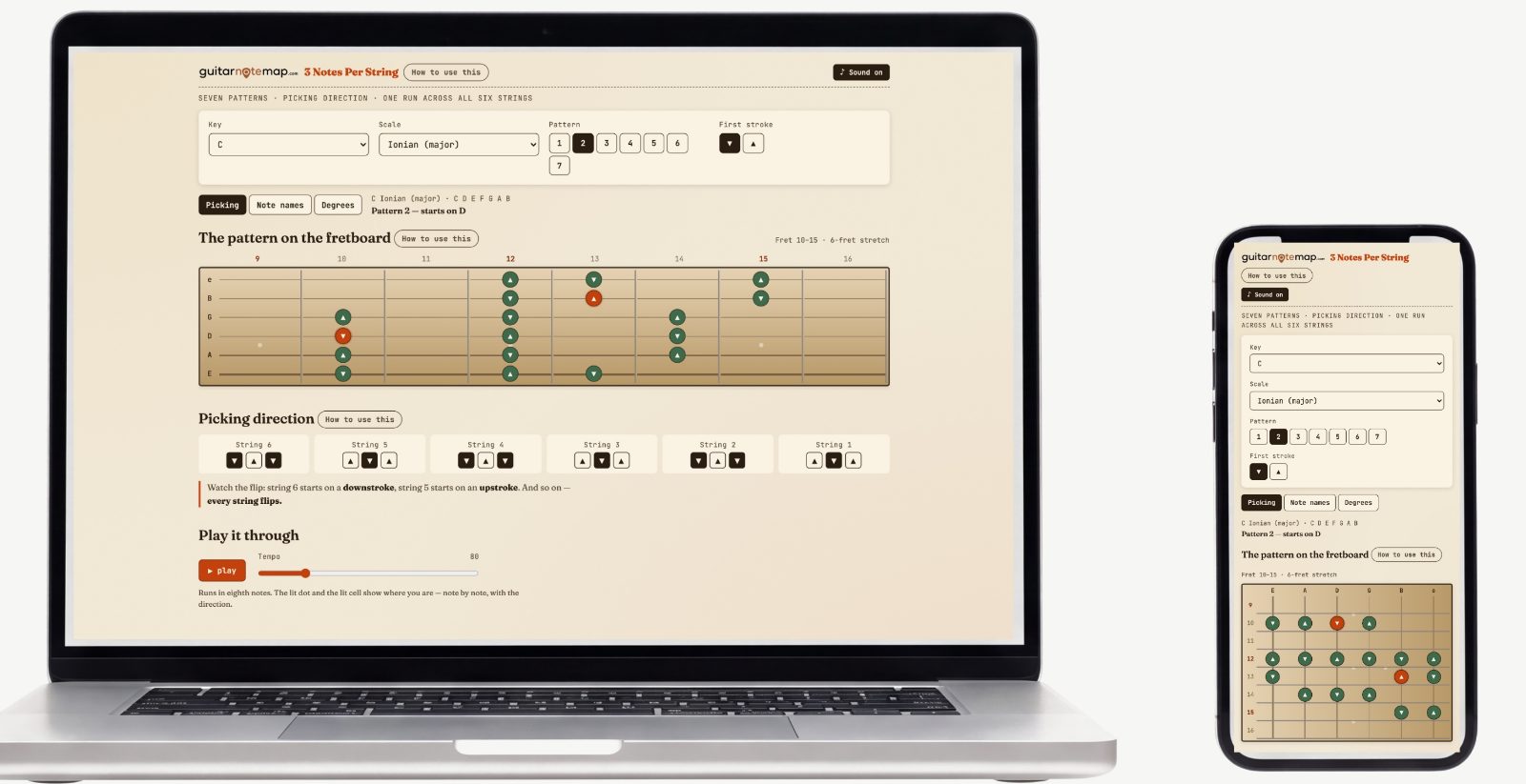 3 Notes Per String — Screenshots of the actual tool 6